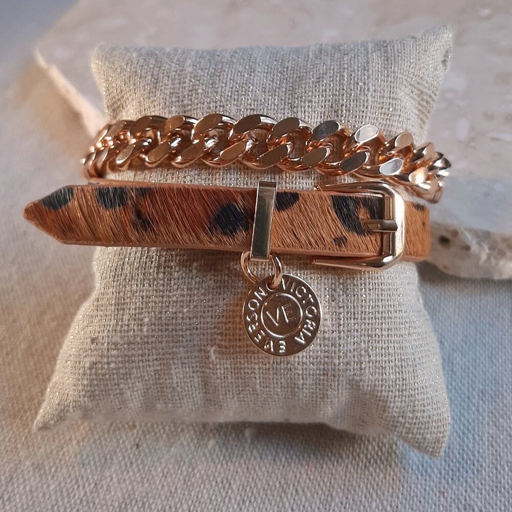 Victoria Emerson Gold Chain & Leopard Wrap Bracelet